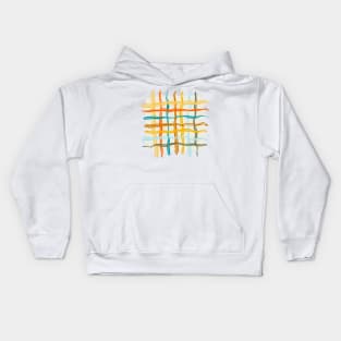 Abstract plaid in orange and turquoise Kids Hoodie